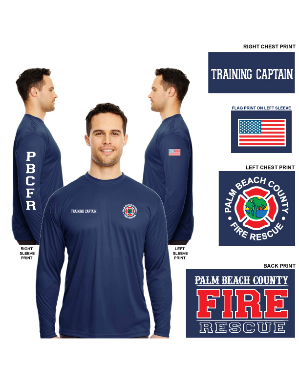 (TRAINING CAPTAIN) UltraClub Unisex Cool & Dry L/S Shirt, Navy